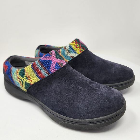 Dansko Brittany Clog Women EU40/US9.5-10 Grey Suede Crochet Blanket Multicolor - Picture 1 of 12